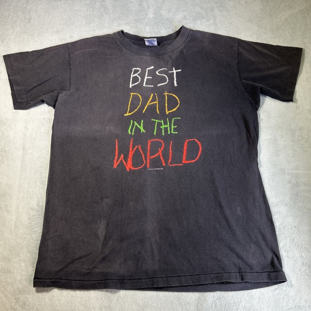 Y2k 2000s Best Dad in The World Shirt Mens Large Single Stitch 90s Vtg Delta Ta